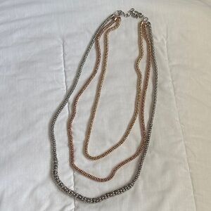 Elegant Silver and Gold Multi-Strand Necklace